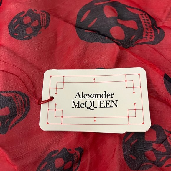 Alexander McQueen Accessories - Alexander McQueen Silk Red scarf Skull